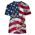 Patriotic Fishing with American Flag and Fishing Hook 3D, Fishing long sleeve fishing tshirt FSD3268