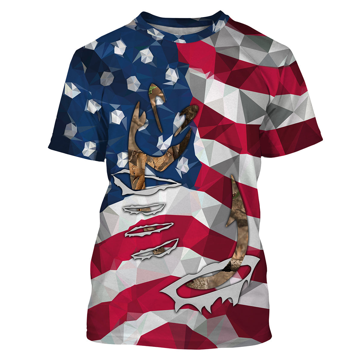 Patriotic Fishing with American Flag and Fishing Hook 3D, Fishing long sleeve fishing tshirt FSD3268