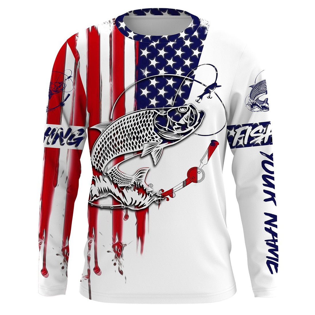 Fishing American Flag Tarpon fishing Apparel for Adult and Kid, Personalized Patriotic fishing gifts FSD2579
