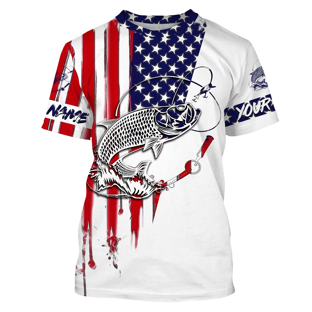 Fishing American Flag Tarpon fishing Apparel for Adult and Kid, Personalized Patriotic fishing gifts FSD2579