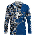 Bass Tattoo camo Blue Bass Fishing Custom Name UV Protection, Bass Fishing Tournament Clothing - FSD2984