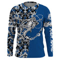 Bass Tattoo camo Blue Bass Fishing Custom Name UV Protection, Bass Fishing Tournament Clothing - FSD2984
