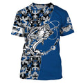 Bass Tattoo camo Blue Bass Fishing Custom Name UV Protection, Bass Fishing Tournament Clothing - FSD2984
