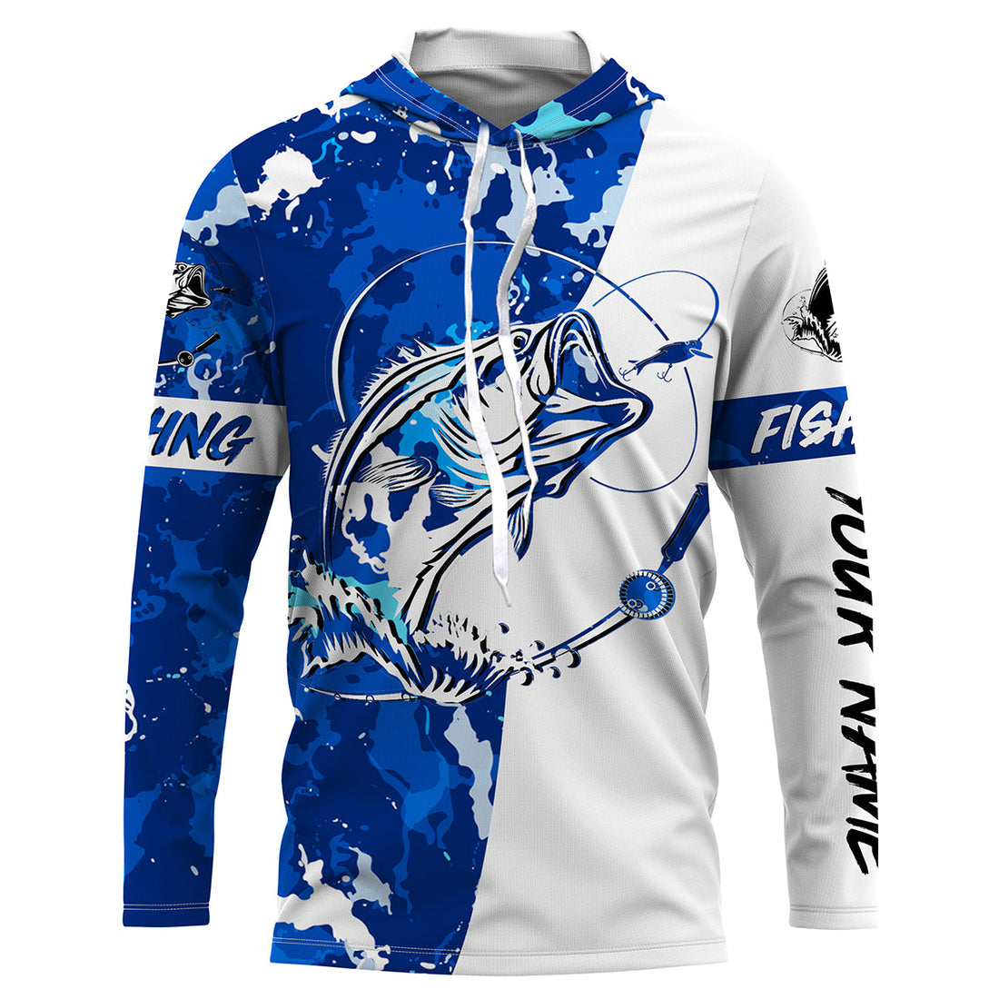 Bass Fishing blue sea camouflage custom Name UV Protection, Bass Fishing FSD3211