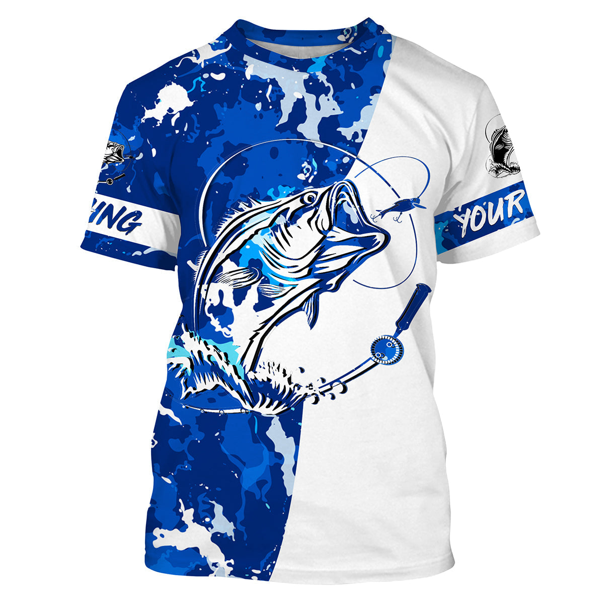Bass Fishing blue sea camouflage custom Name UV Protection, Bass Fishing FSD3211