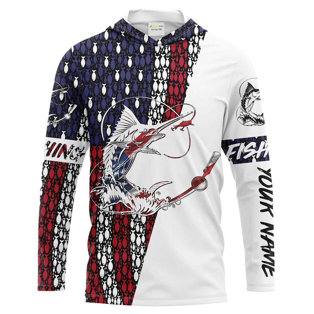 Sailfish Fishing Patriotic American flag UV protection for Fisherman Personalized gifts on Christmas, Fathers day FSD2161