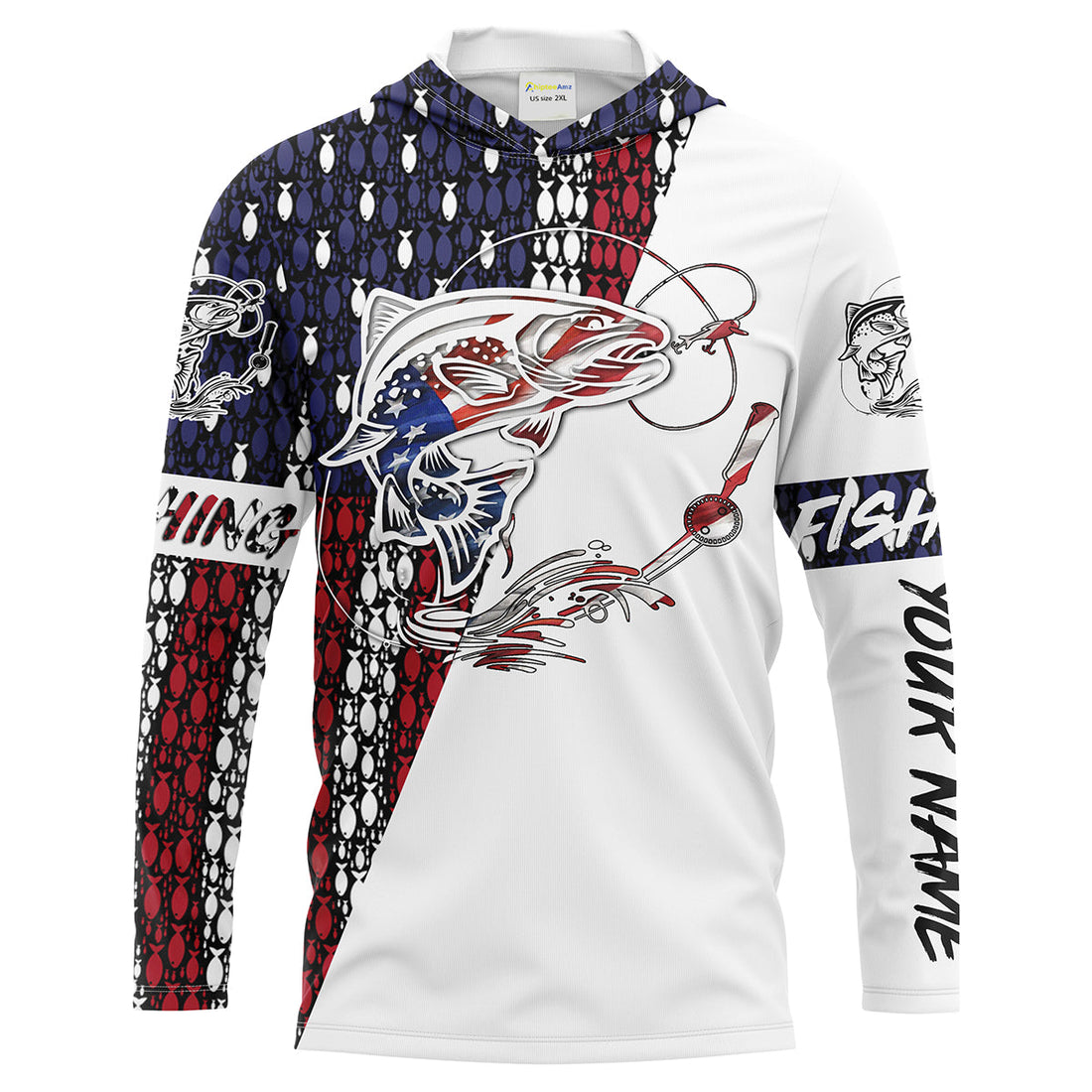 Trout Fishing Patriotic American flag UV protection for Fisherman - Personalized gifts on Christmas, Fathers day FSD2159
