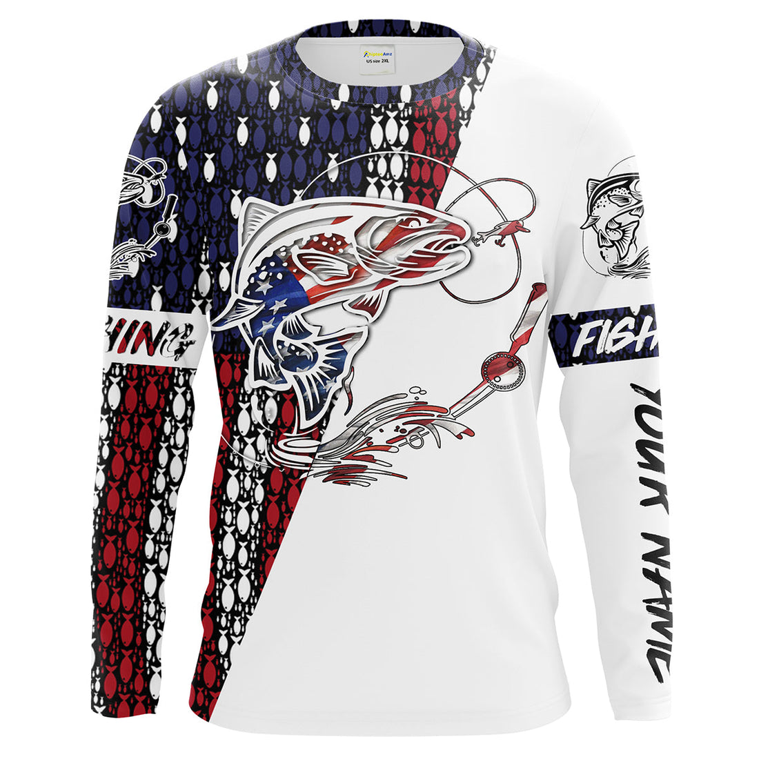 Trout Fishing Patriotic American flag UV protection for Fisherman - Personalized gifts on Christmas, Fathers day FSD2159