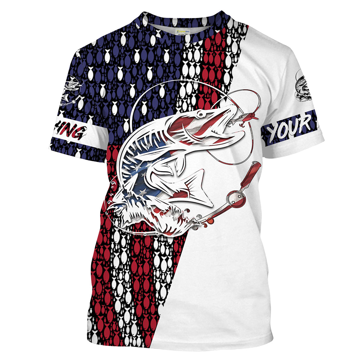 Musky Fishing Patriotic American flag UV protection for Fisherman - Personalized gifts on Christmas, Fathers day FSD2160