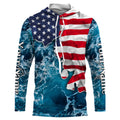 American Flag Sea Waves Fishing Custom Name Performance UV Protection Quick Dry UPF 30+ FSD2618