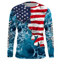 American Flag Sea Waves Fishing Custom Name Performance UV Protection Quick Dry UPF 30+ FSD2618