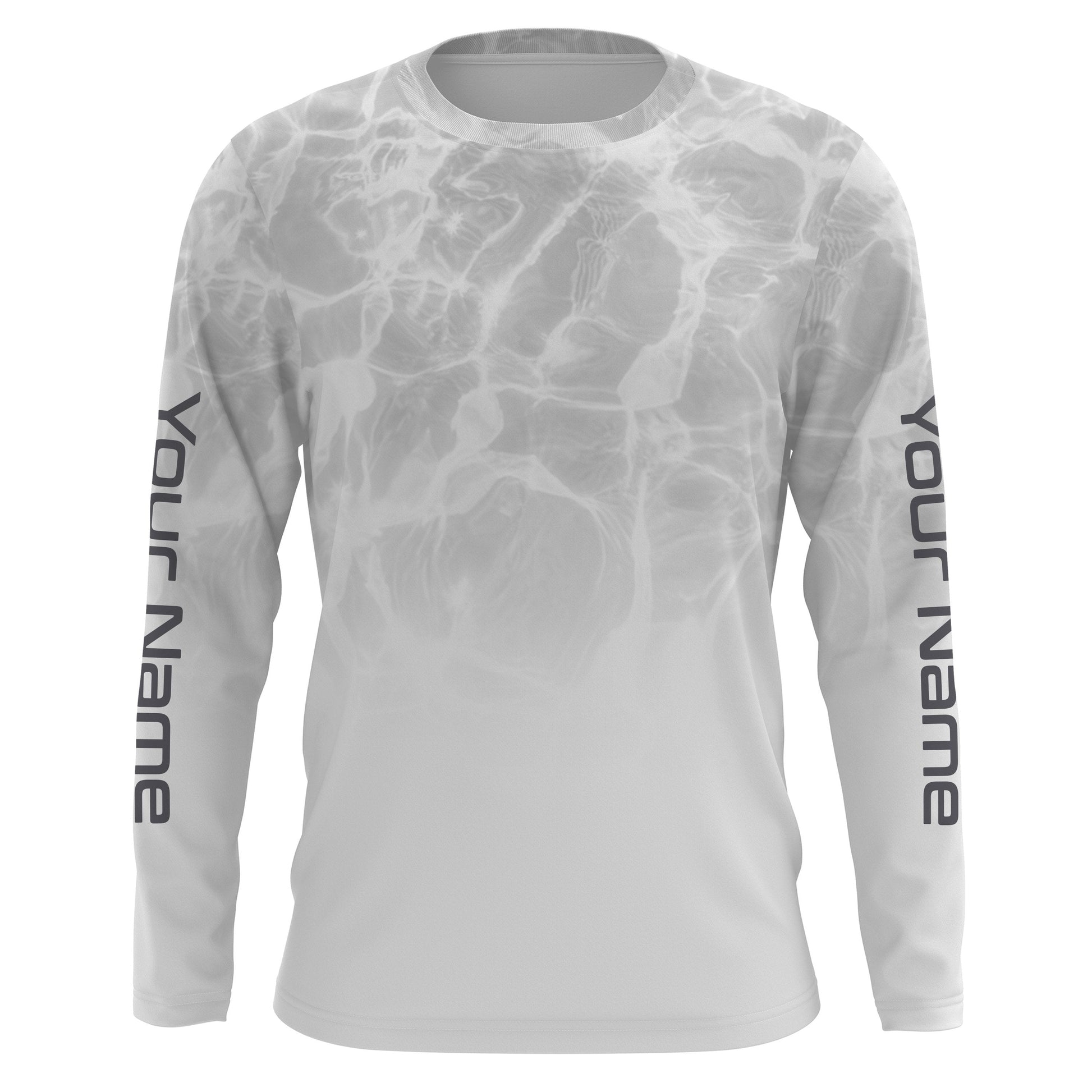 Personalized Water Wave White-grey Performance, Fishing Tournament UV Protection Long Sleeve, Fishing FSD2672