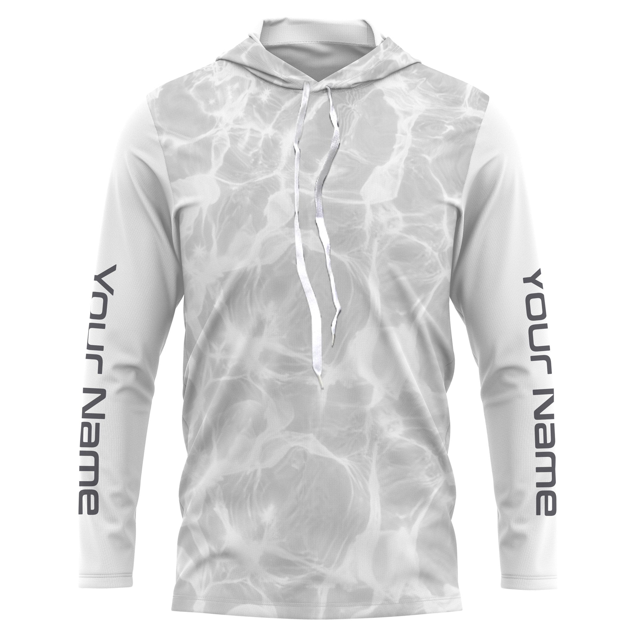 Personalized Fishing Performance, Water Surface White and Grey Fishing UV Protection Long Sleeve, Fishing FSD2674