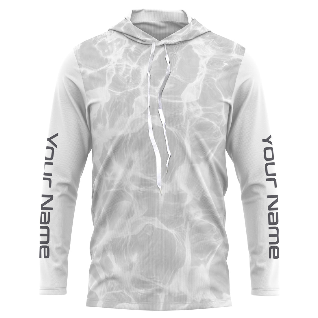 Personalized Fishing Performance, Water Surface White and Grey Fishing UV Protection Long Sleeve, Fishing FSD2674