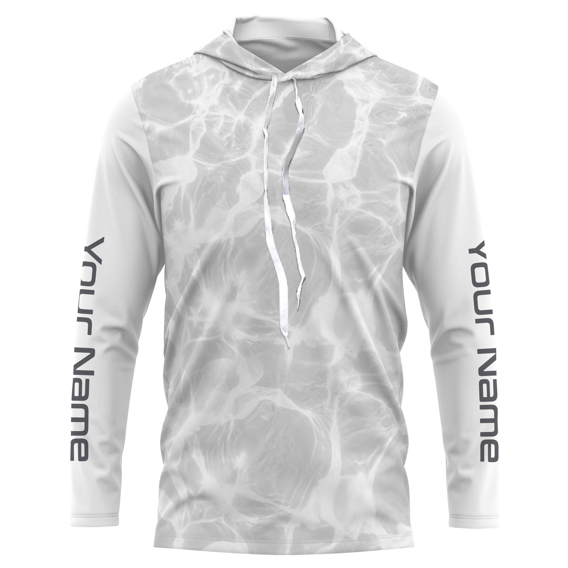 Personalized Fishing Performance, Water Surface White and Grey Fishing UV Protection Long Sleeve, Fishing FSD2674