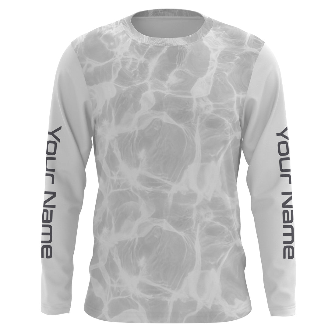 Personalized Fishing Performance, Water Surface White and Grey Fishing UV Protection Long Sleeve, Fishing FSD2674