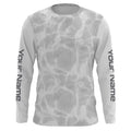 Personalized Fishing Performance, Water Surface White and Grey Fishing UV Protection Long Sleeve, Fishing FSD2674
