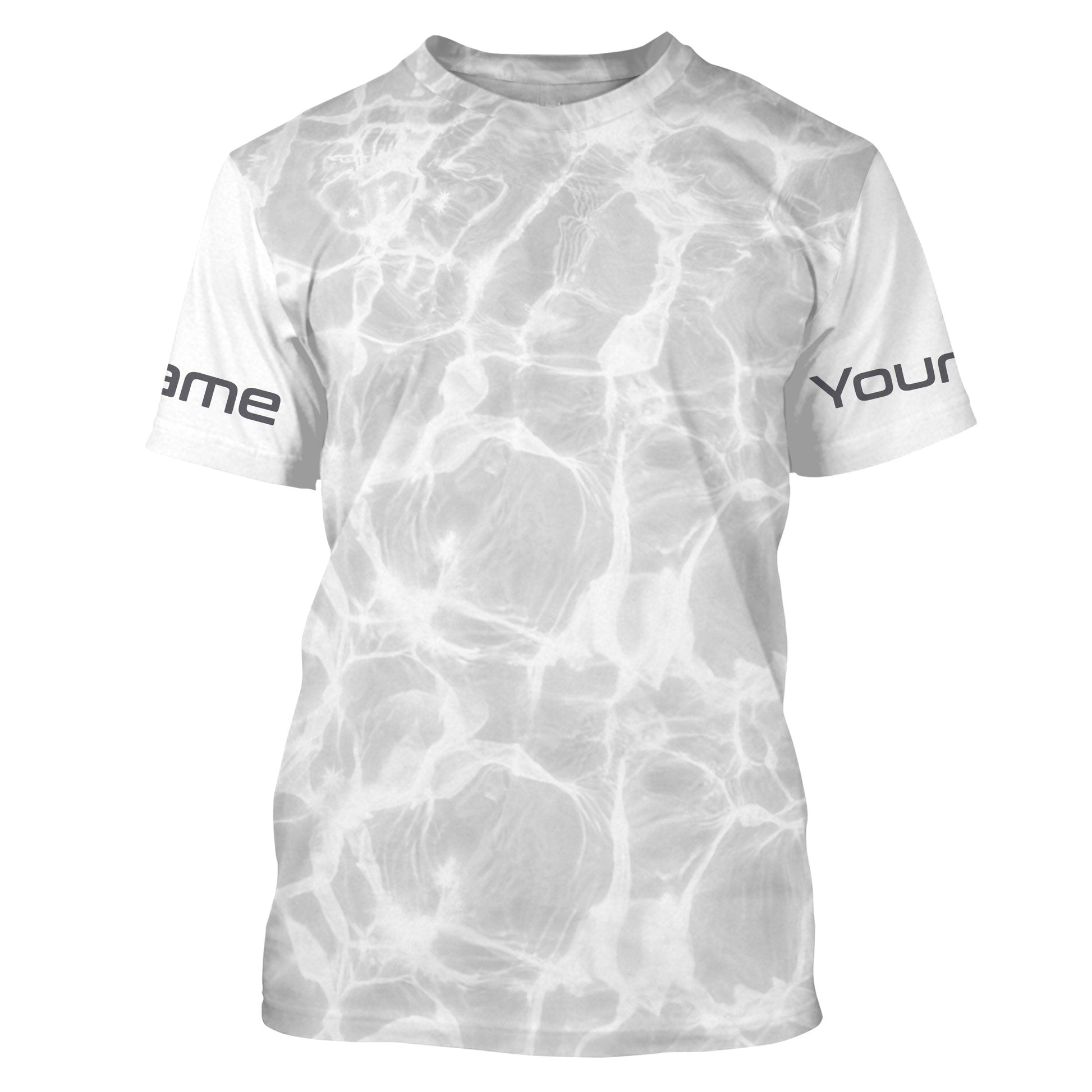 Personalized Fishing Performance, Water Surface White and Grey Fishing UV Protection Long Sleeve, Fishing FSD2674