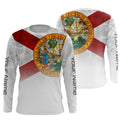 Florida State Flag Performance, Custom Name Florida Fishing UV Protection Long Sleeve, Fishing Gifts FSD2675
