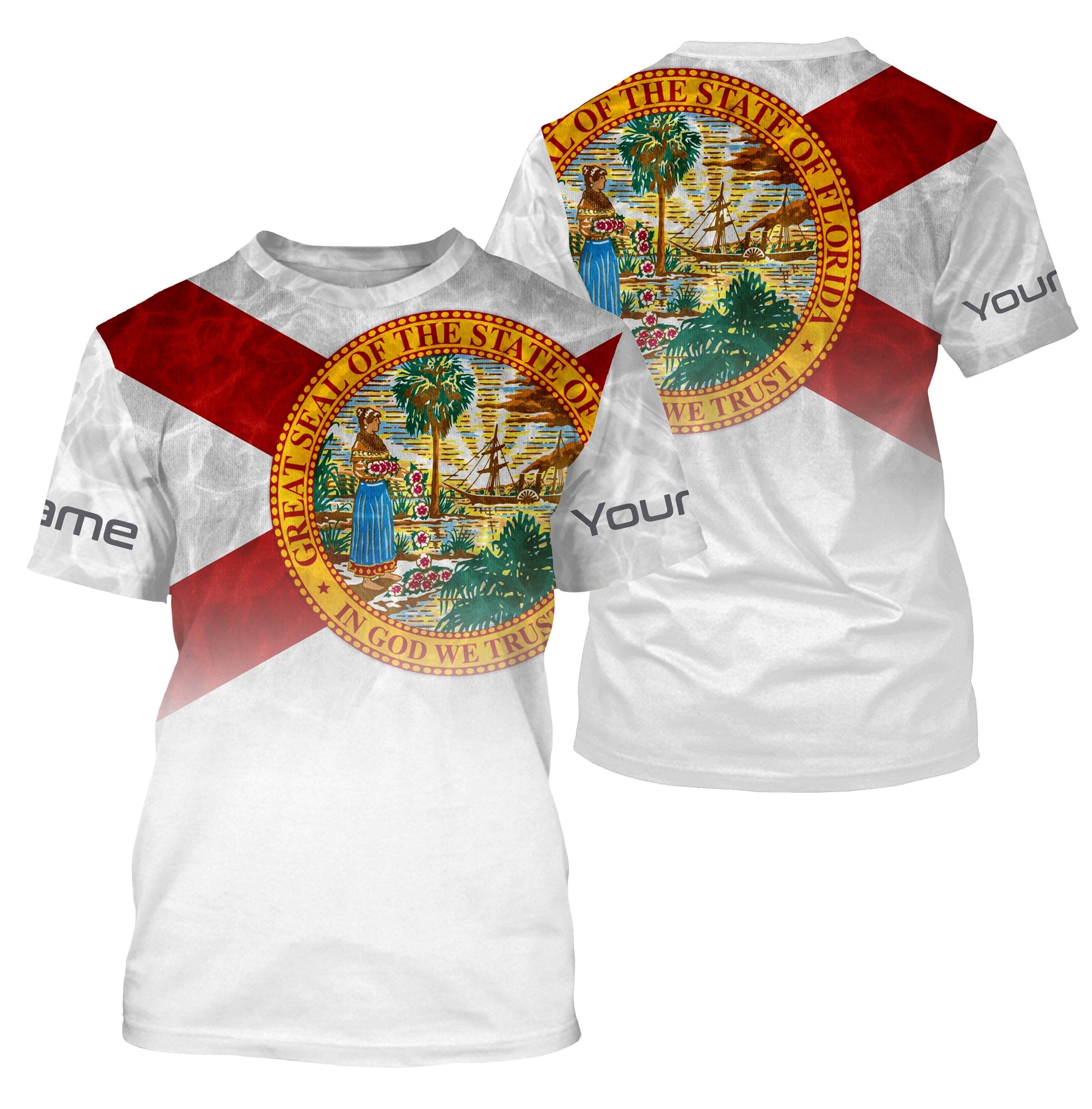 Florida State Flag Performance, Custom Name Florida Fishing UV Protection Long Sleeve, Fishing Gifts FSD2675