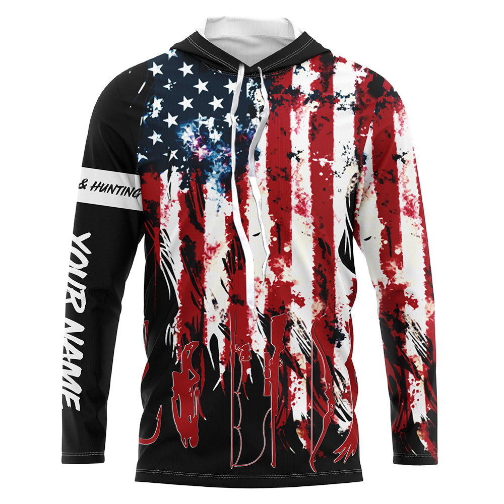American Flag Fishing and Hunting UV protection Customized Name, Fisherman Hunters gift FSD4087