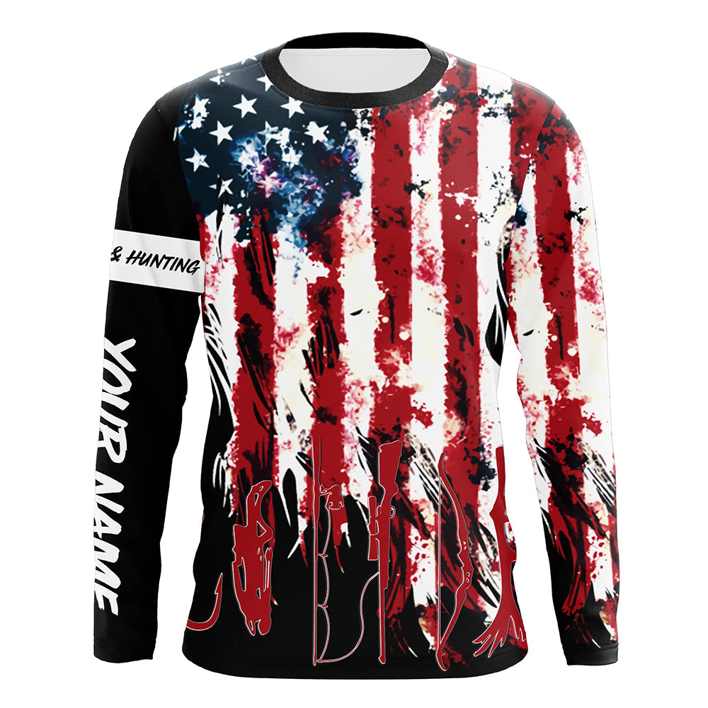 American Flag Fishing and Hunting UV protection Customized Name, Fisherman Hunters gift FSD4087