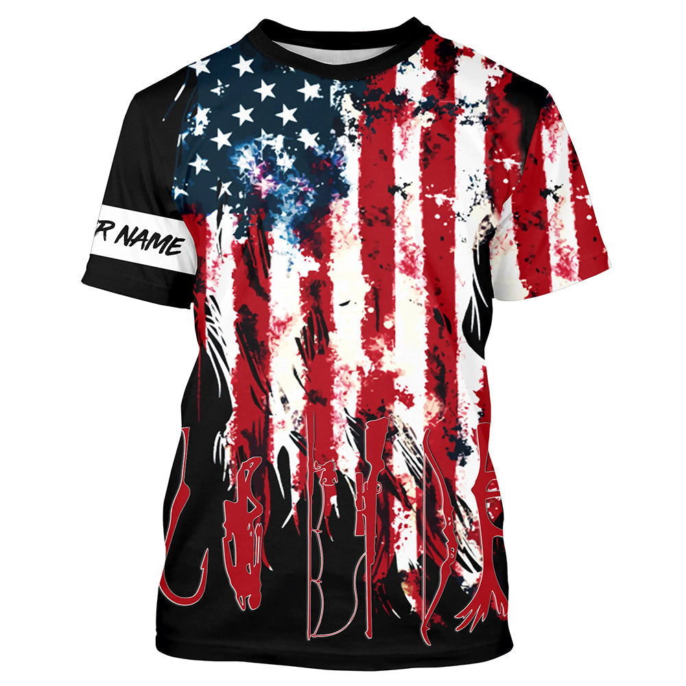 American Flag Fishing and Hunting UV protection Customized Name, Fisherman Hunters gift FSD4087