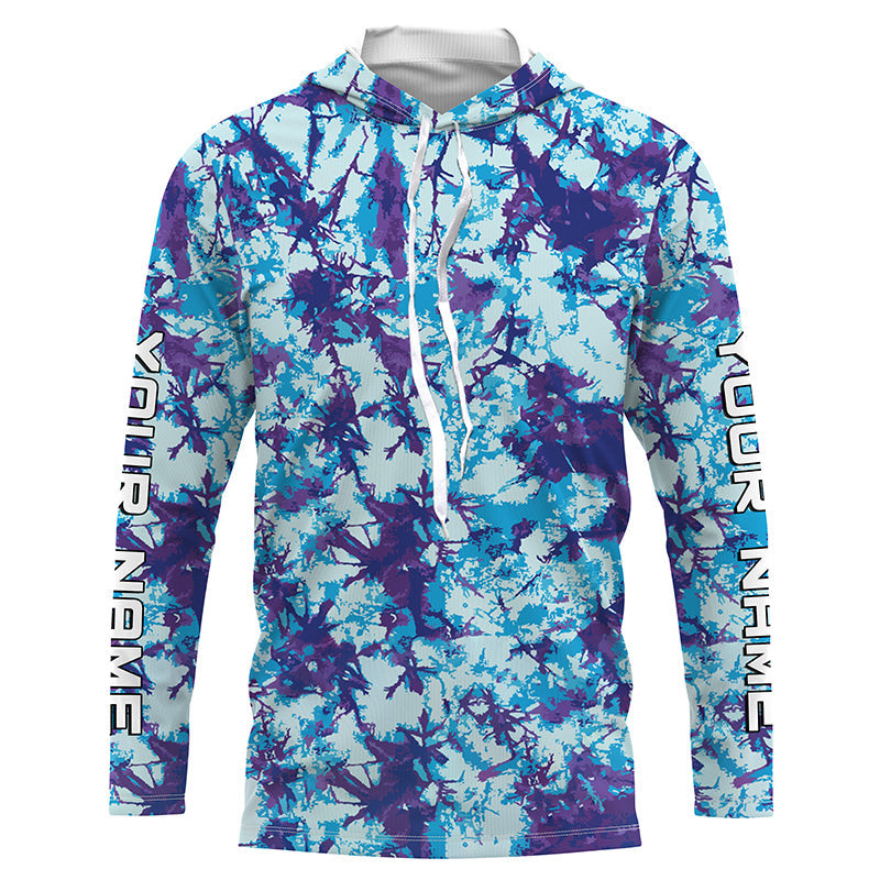 Violet and blue Tie Dye Custom printed, Blue performance UV protection Fishing FSD3363