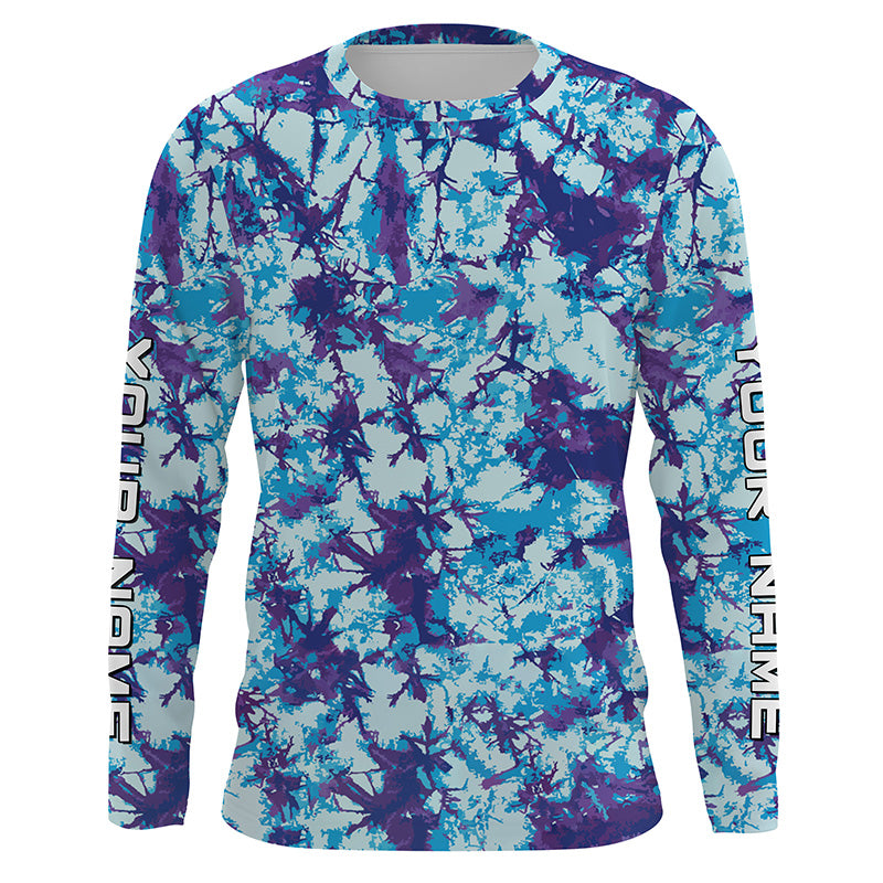 Violet and blue Tie Dye Custom printed, Blue performance UV protection Fishing FSD3363