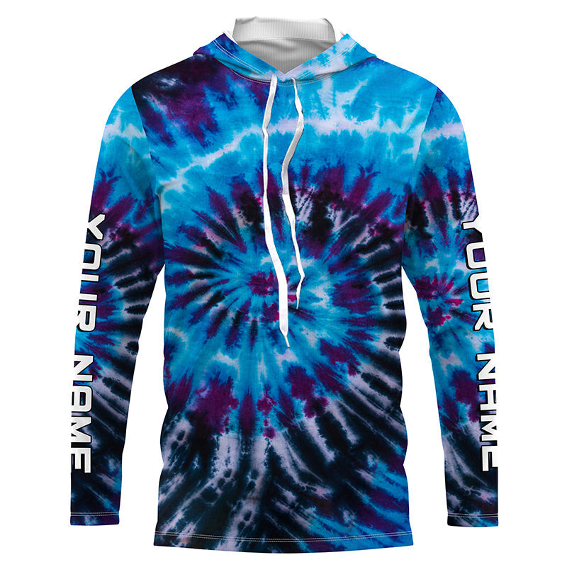 Blue black Tie Dye Custom printed, Performance long sleeve UV protection Fishing FSD3364