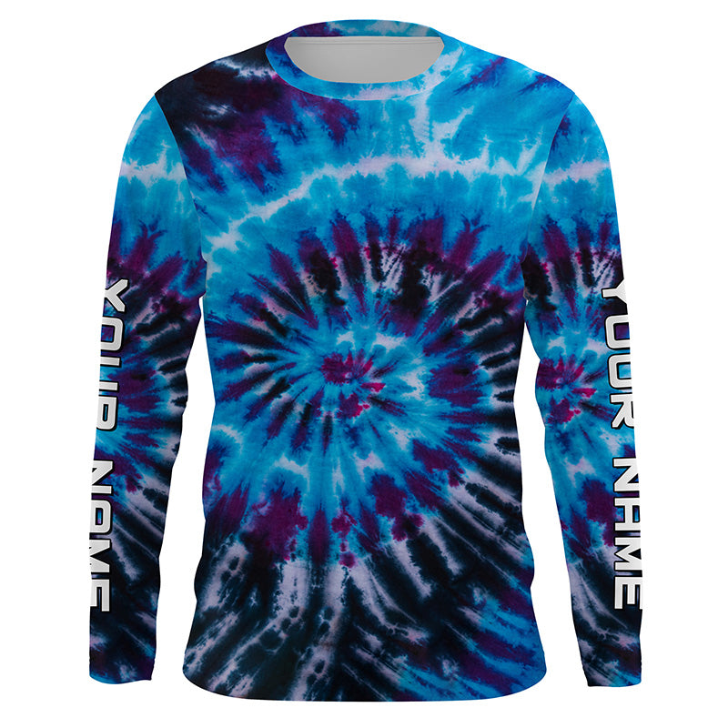 Blue black Tie Dye Custom printed, Performance long sleeve UV protection Fishing FSD3364
