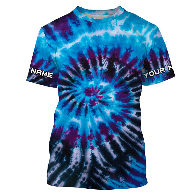 Blue black Tie Dye Custom printed, Performance long sleeve UV protection Fishing FSD3364