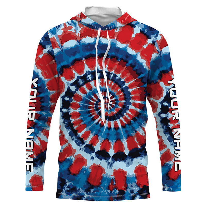Spiral American flag Tie Dye Custom, Performance long sleeve UV protection Fishing FSD3366