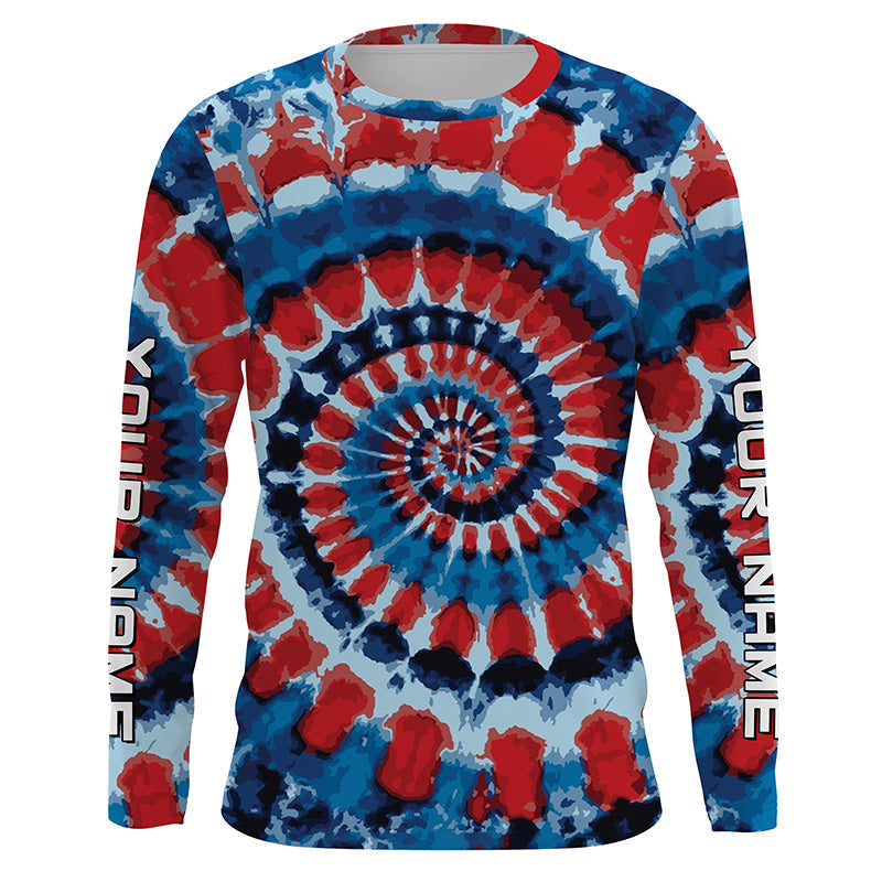 Spiral American flag Tie Dye Custom, Performance long sleeve UV protection Fishing FSD3366