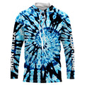Custom spiral black and blue Tie Dye long sleeve, Performance UV protection Fishing FSD3367