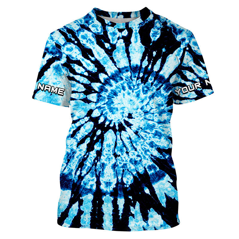 Custom spiral black and blue Tie Dye long sleeve, Performance UV protection Fishing FSD3367