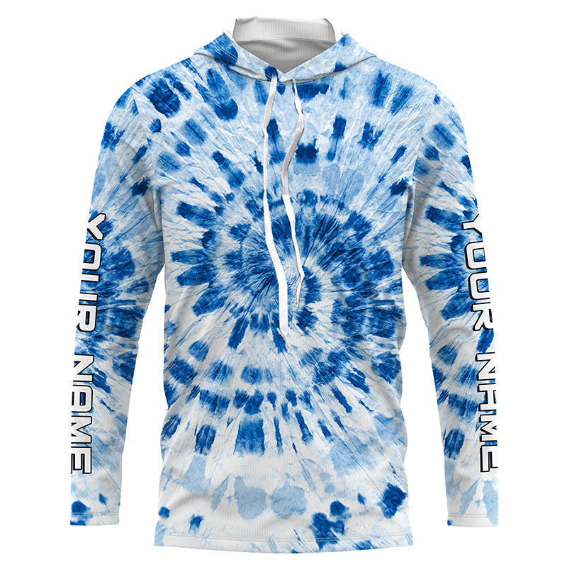 Custom blue Tie Dye long sleeve, Performance UV protection Fishing FSD3368