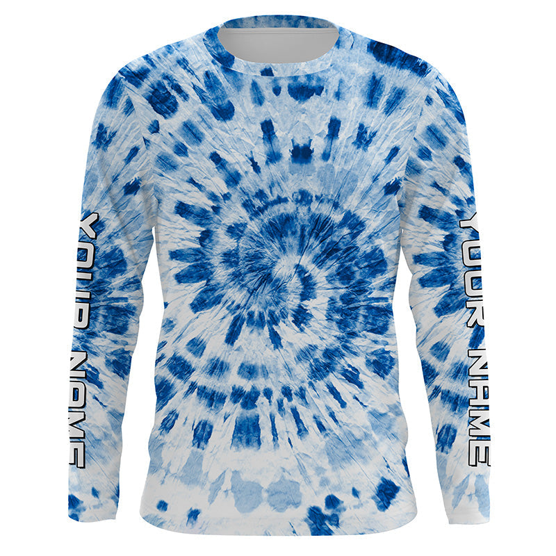 Custom blue Tie Dye long sleeve, Performance UV protection Fishing FSD3368