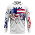 Bass Fishing American flag 4th of July 3D Custom name UV Protection, Women and Kid Patriotic fishing gift FSD2083