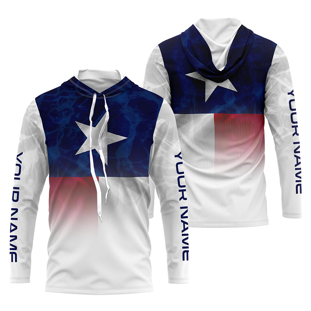 Texas flag Performance, Custom Name TX Fishing water wave UV Protection for Fisherman FSD4053