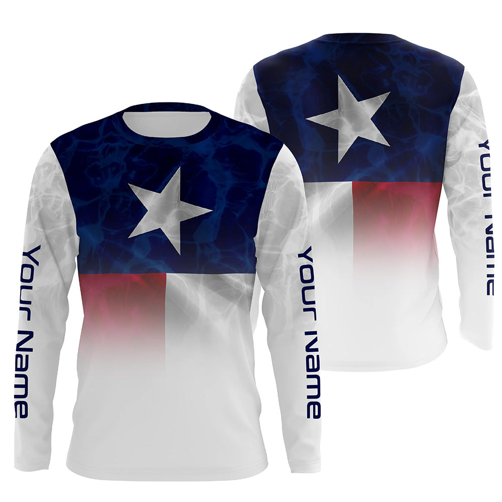 Texas flag Performance, Custom Name TX Fishing water wave UV Protection for Fisherman FSD4053