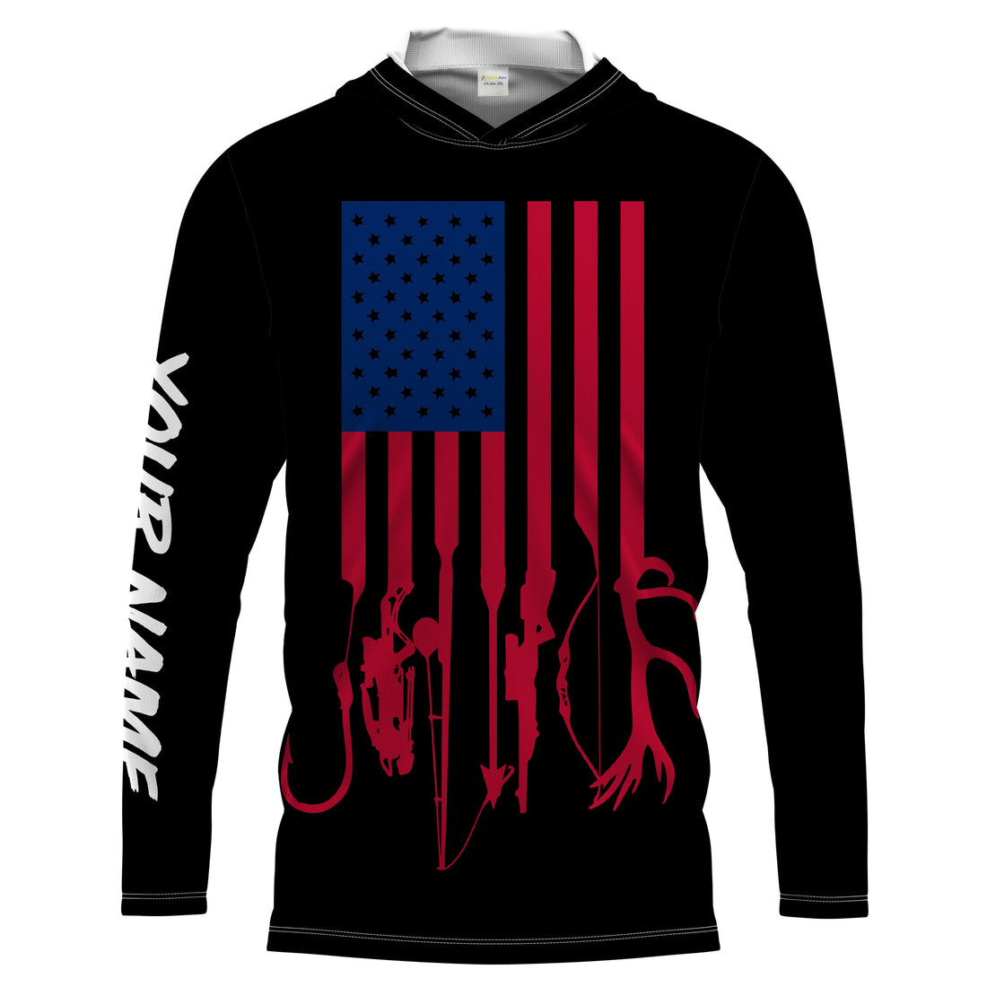 Hunting and Fishing American flag Custom Name Lightweight Long sleeve , T Hunting Fishing flag Patriotic Gifts FSD2130