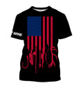 Hunting and Fishing American flag Custom Name Lightweight Long sleeve , T Hunting Fishing flag Patriotic Gifts FSD2130