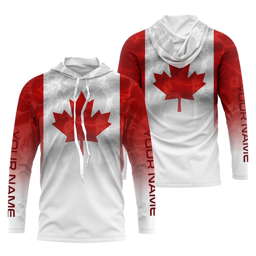 Canadian Flag Performance, Custom Name Canada Fishing water wave UV Protection for Fisherman FSD4145