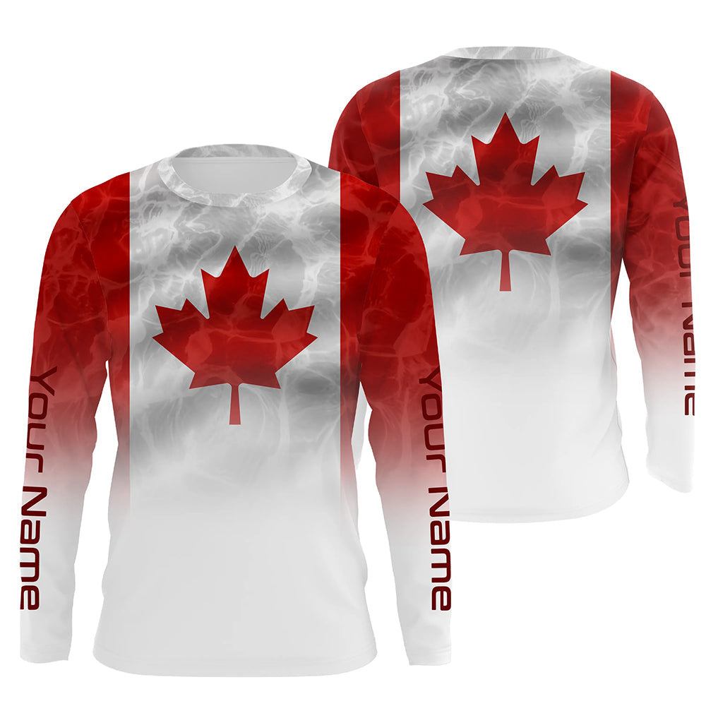 Canadian Flag Performance, Custom Name Canada Fishing water wave UV Protection for Fisherman FSD4145