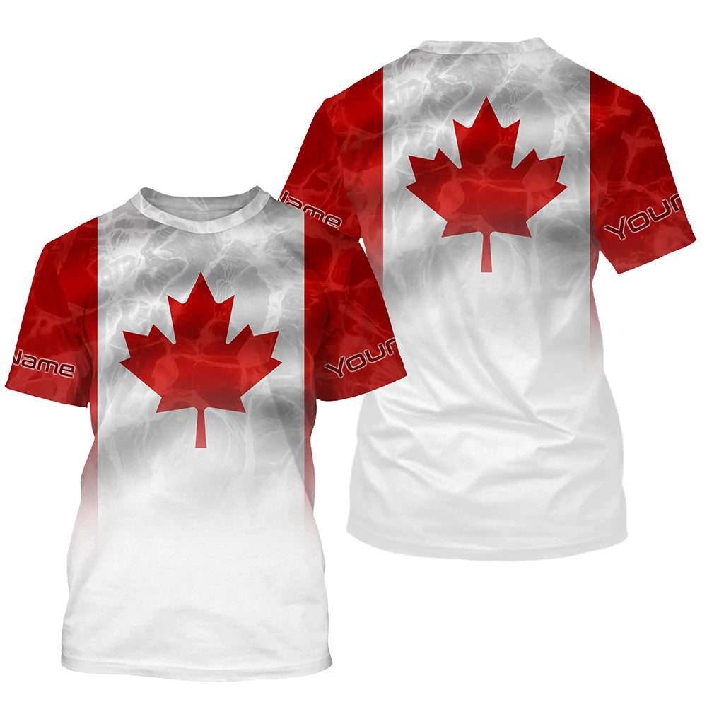 Canadian Flag Performance, Custom Name Canada Fishing water wave UV Protection for Fisherman FSD4145