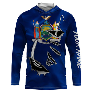 New York Flag 3D Fish Hook UV Protection Custom Long Sleeve performance Fishing IPHW500