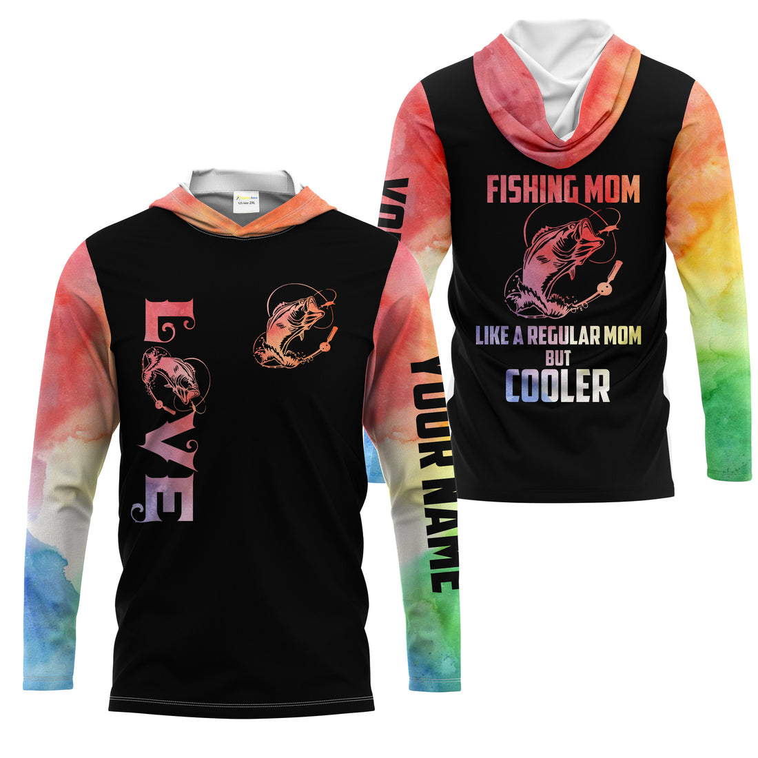 Bass Fishing Mom "Like A Regular Mom But Cooler" Funny Mother Gift Idea custom name, Long sleeve UPF30+ FSD1728