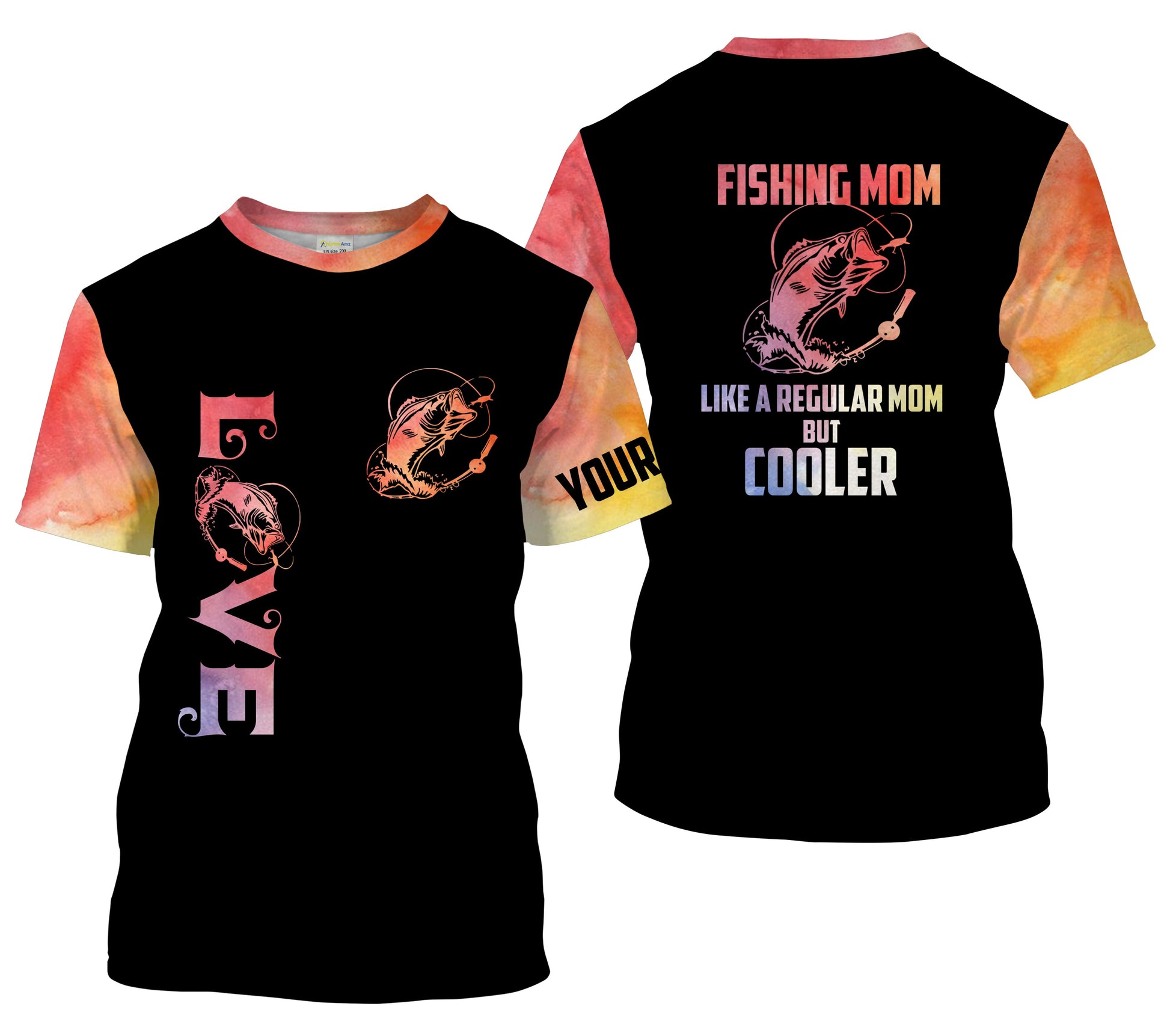 Bass Fishing Mom "Like A Regular Mom But Cooler" Funny Mother Gift Idea custom name, Long sleeve UPF30+ FSD1728