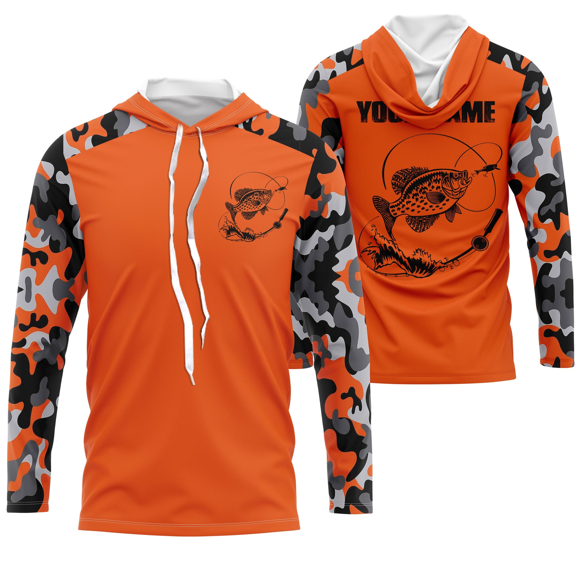 Custom Name Crappie Fishing Camouflage Orange Performance Fishing, Crappie Fishing FSD2476